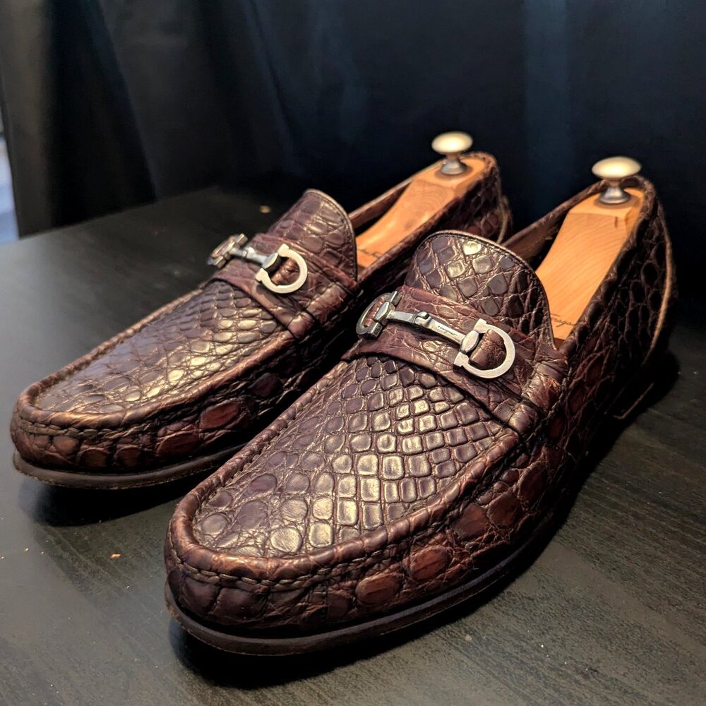 Salvatore Ferragamo Men's Dark Brown Crocodile Loafer 11D